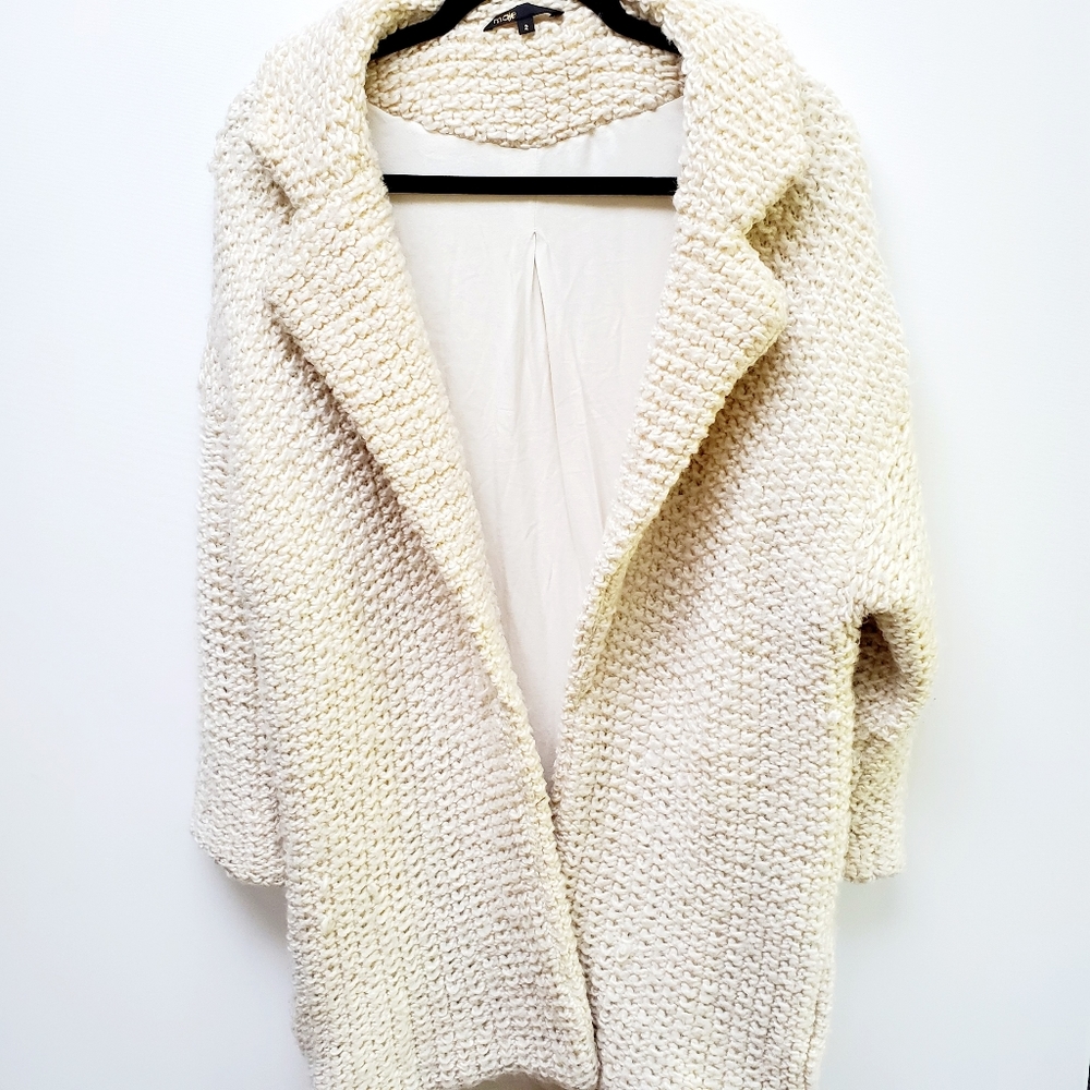 Maje Long White cardigan sweater jacket coatigan